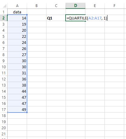 Finding the IQR in Excel