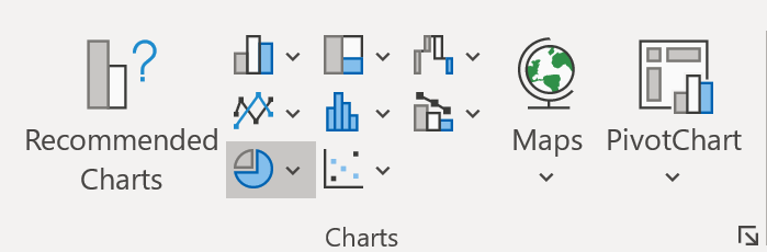 Pie chart or doughnut chart icon in Excel
