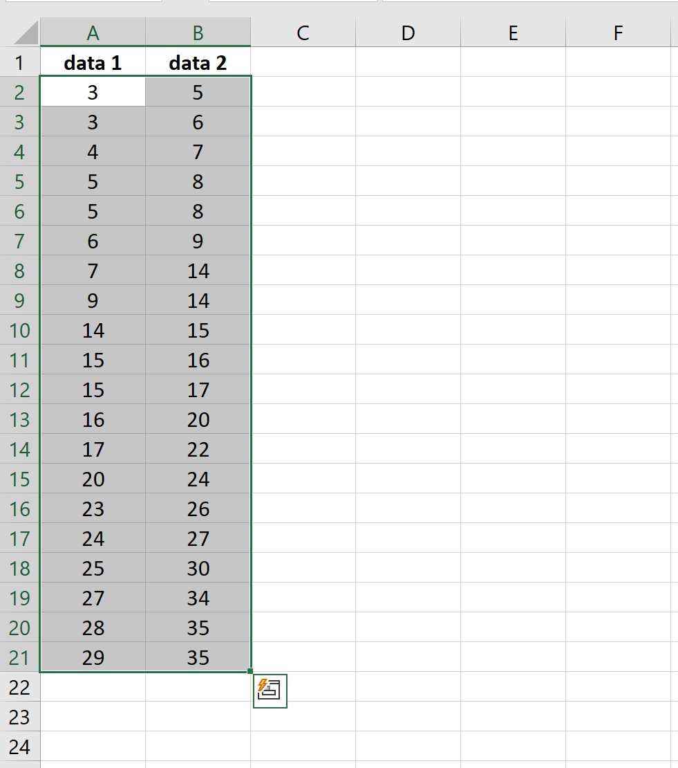 Two data columns in Excel