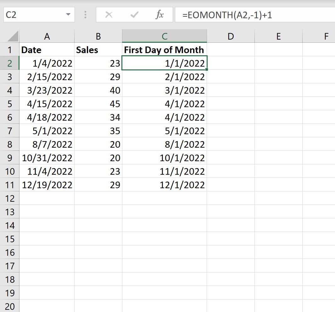 How to get first day of month in excel with examples online 