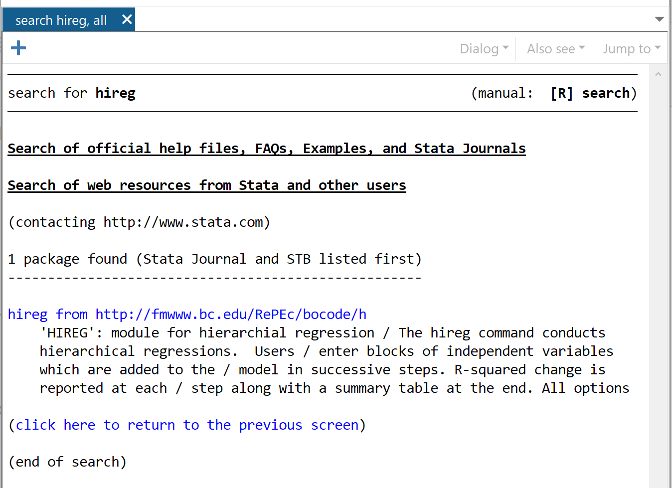 Install hireg package in Stata