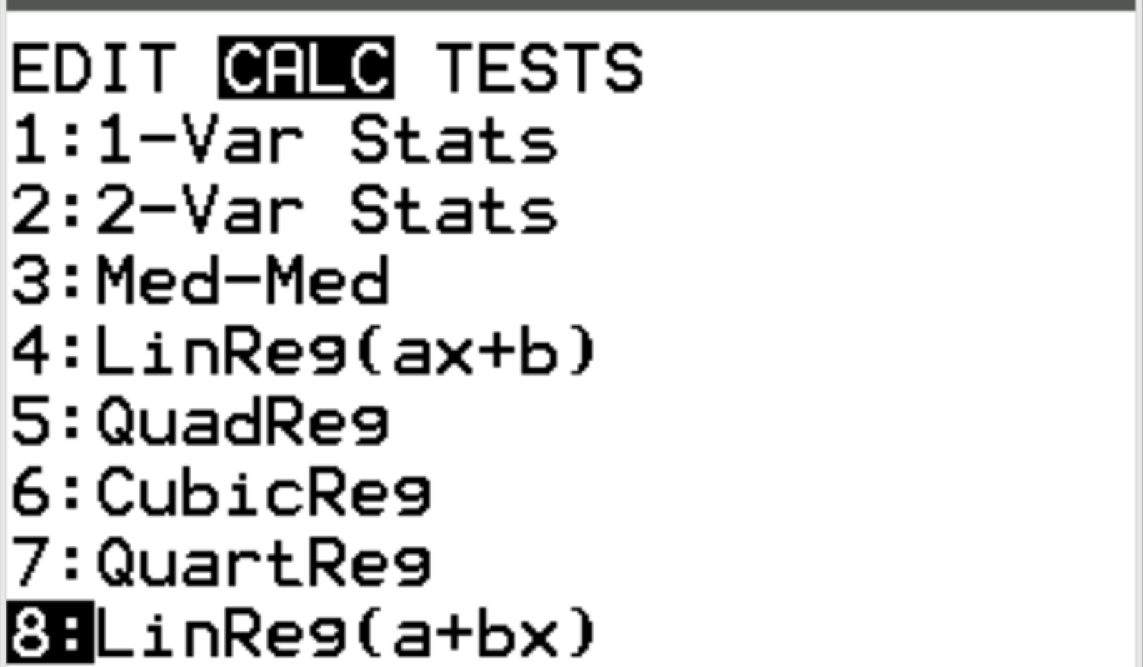Linear regression on a TI-84 calculator