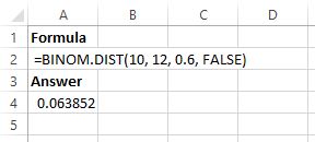 Binomial distribution in Excel
